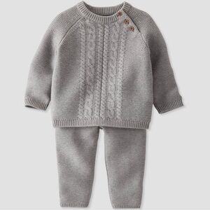 Little Planet Baby Organic Cotton Sweater Knit 2-Piece Set in Heather Gray Baby
